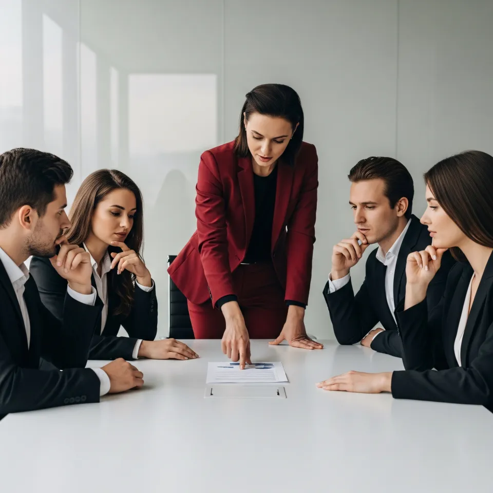 Reunião de equipa avaliando mercado imobiliário